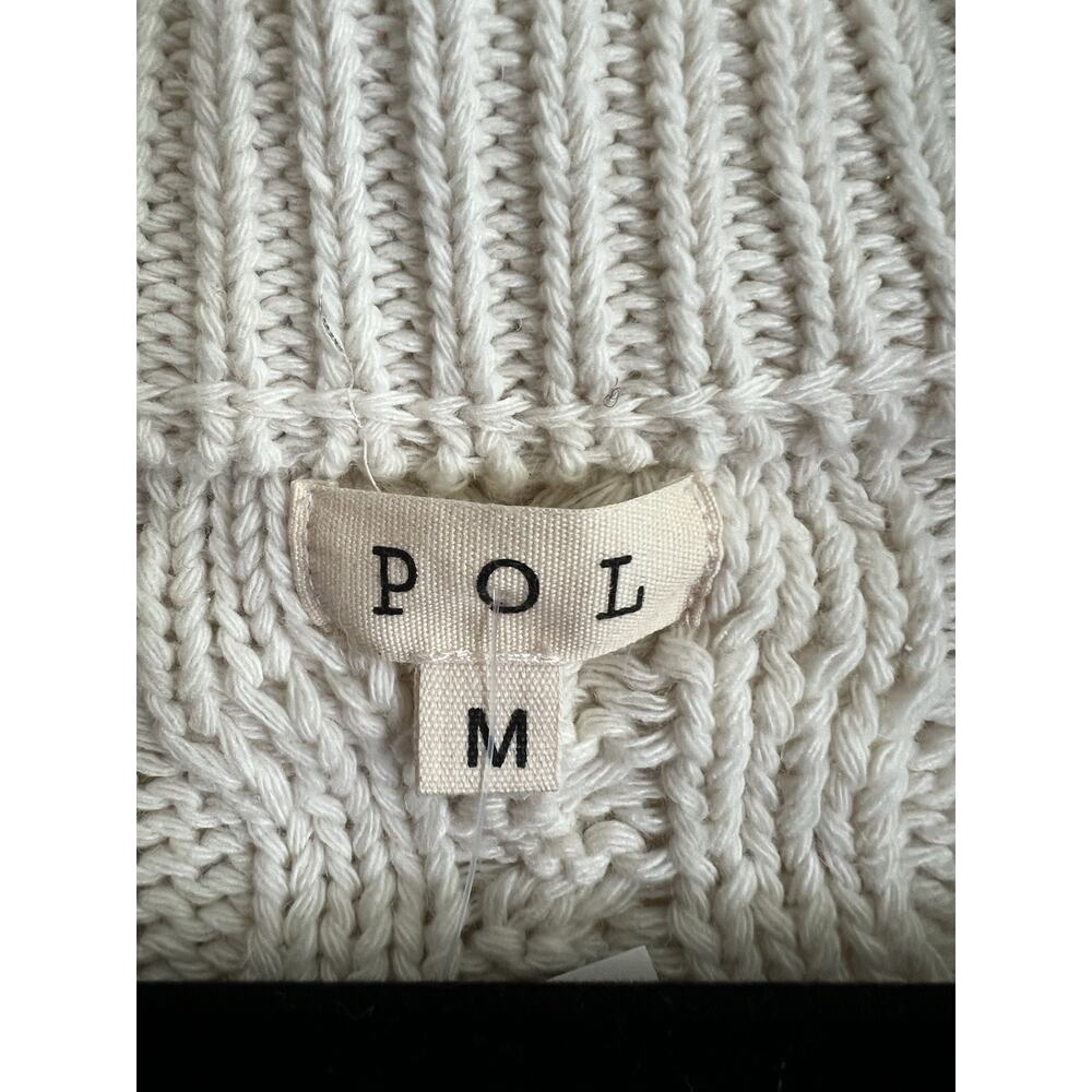 POL Naomi Cable Knit Mixed Media Boxy Grandpa Cardigan Jacket Sz M NWT - Picture 10 of 15
